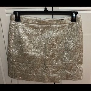 J Crew Mini Metallic Silver Pencil Skirt Size 6